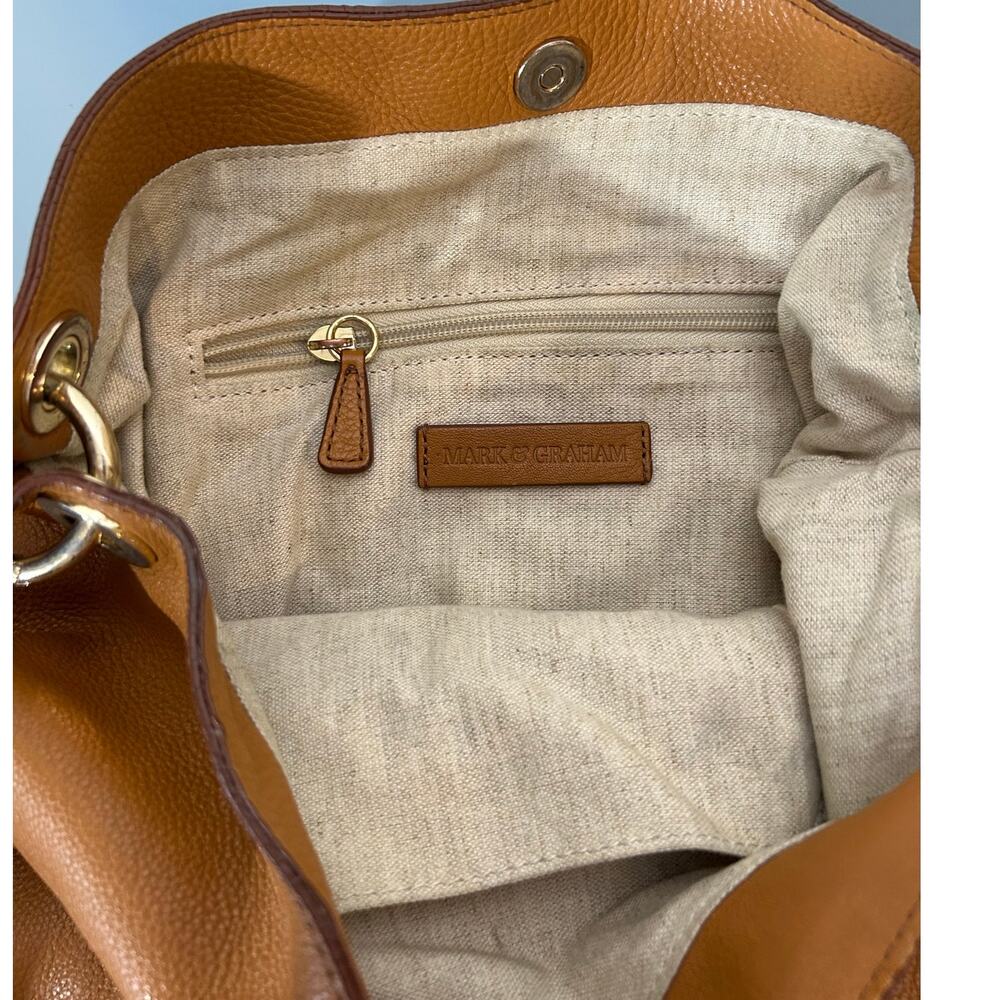 Mark & Graham bag brown leather small initials heavy gold chain soft - Picture 9 of 12